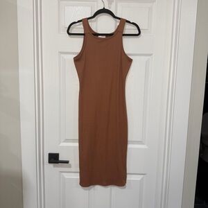 Pink Lily Tan Sleeveless Midi Dress